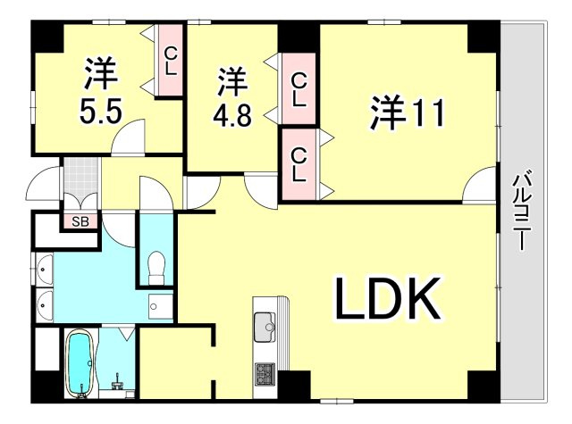 うはら甲子園口ビルの間取り