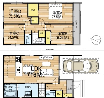 宝塚市安倉中　第1期　新築一戸建ての間取り