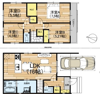 宝塚市安倉中　第1期　新築一戸建ての間取り