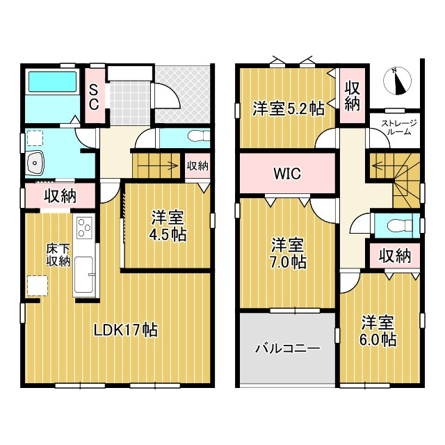 ●鈴鹿市東磯山第16 新築戸建【全2棟】の間取り