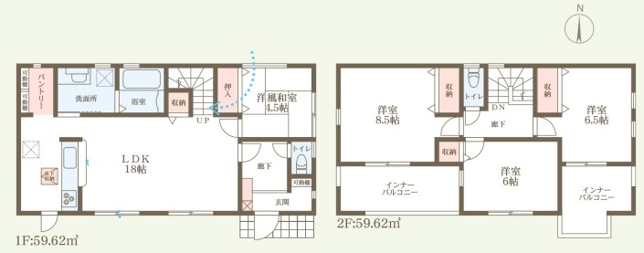 1(土)2(日)現地案内可能！　天理市檜垣町　新築一戸建ての間取り