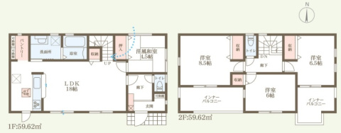 1(土)2(日)現地案内可能！　天理市檜垣町　新築一戸建ての間取り