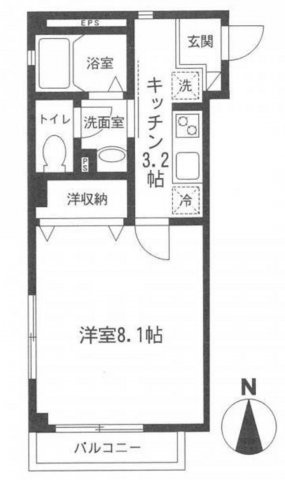 Ｓ・ソレイユの間取り|南向きバルコニー南西角部屋洋室8.1帖の余裕ある1K