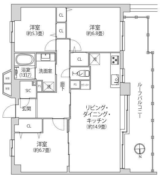 ツインシティ東砂アネックスの間取り|12階部分・日当たり・通風・眺望良好。新規リノベーションマンション。安心のアフターサービス保証付き・既存住宅売買瑕疵保険加入物件ですのでご購入後も安心して暮らせます。