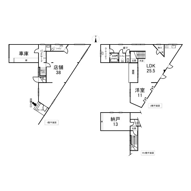 北見市北斗町３丁目１番地１１　住宅兼店舗の間取り
