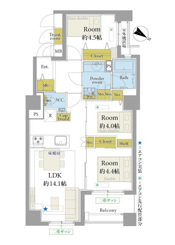 ファミール日本橋浜町公園（8階部分）／仲介手数料無料／新規フルリノベーションの間取り