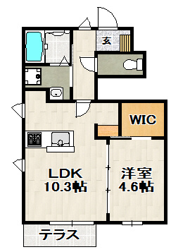 エール逆瀬川の間取り