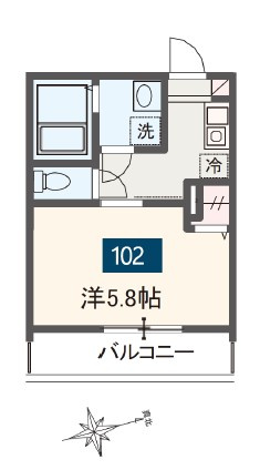 稲城市東長沼のアパートの間取り
