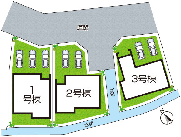 姫路市北平野　新築一戸建ての区画図|全3区画