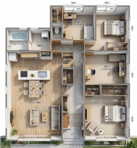 栄区長沼町　　新築戸建ての間取り