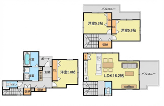 【間取り】 | 【府中町八幡2】ZEH水準×金利Aタイプ適合！2階LDKで陽光注ぐ新生活