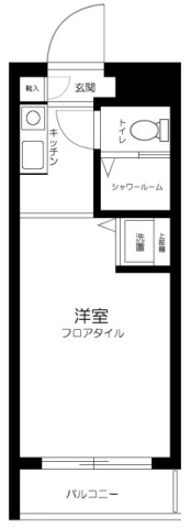 ステーションプラザ多摩川の間取り|南東向きバルコニーの1R

