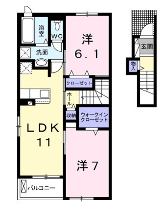 松戸市八ケ崎５丁目のアパートの間取り