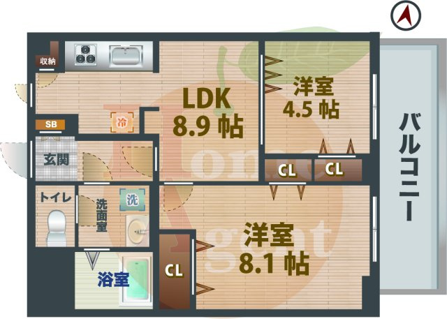 【間取り】 | コンチェルト杉並 | 2DKのお部屋です。