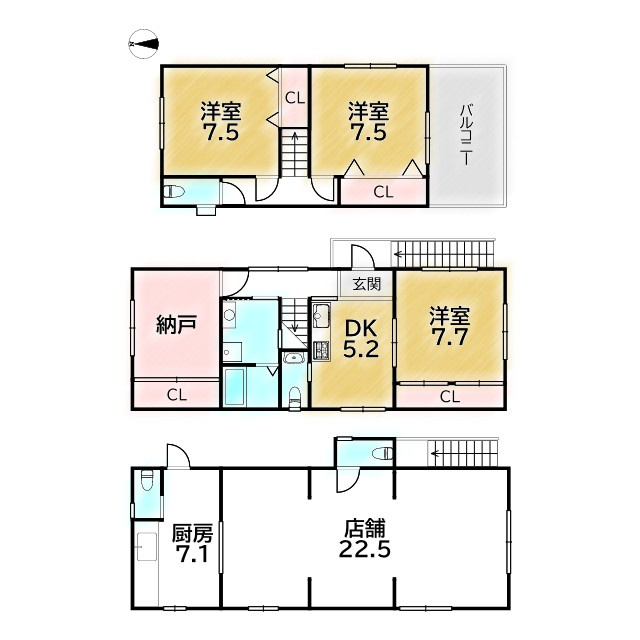 紫野中柏野町 中古戸建の間取り