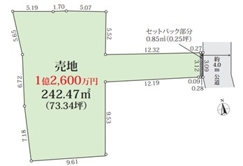荒川区町屋５丁目の売地の土地図