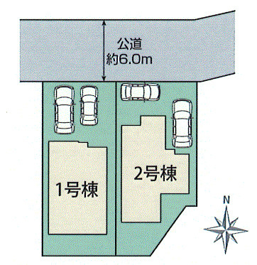 武蔵村山市中原2丁目　新築戸建全2棟の区画図