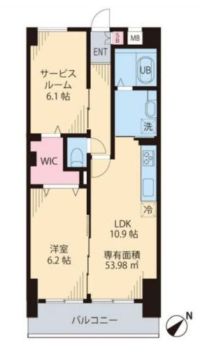 【間取り】 | ソレアード茗荷谷 | 《ソレアード茗荷谷》53.98㎡2LDK
