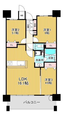サンパーク久留米東VITAZIONEの間取り
