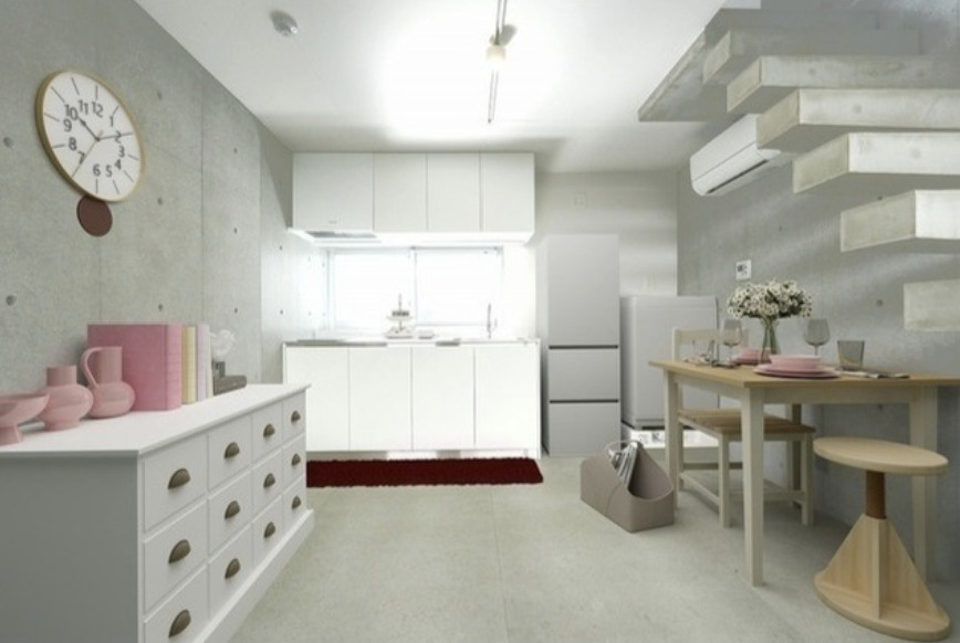 神宮前マンションの居間・リビング|こちらのお部屋は家具・家電は付帯しておりません。