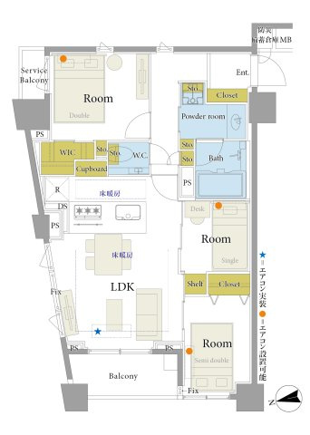 クレヴィア東京八丁堀 Chuo Minato（4階部分）／仲介手数料無料／新規リノベーションの間取り