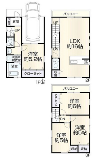 【間取り】 | 東大阪市寿町1丁目 | 【全洋室4LDK＋車庫】屋根塗装、室内水廻り設備一新！内外装全面リフォーム済み☆食洗機・バス追炊機能・浴室乾燥機・TVモニターホン完備です☆