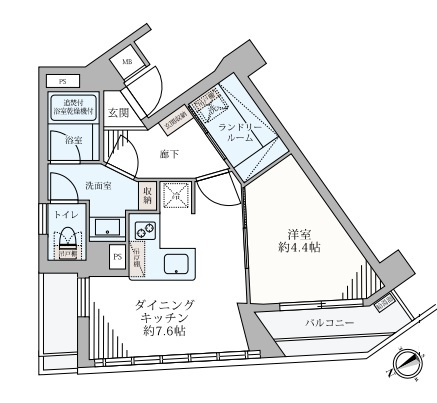 ジェイパーク恵比寿の間取り|ジェイパーク恵比寿：西向き角部屋・眺望良好！バス・トイレ別１ＤＫエアコン付きリノベーション物件は全居室に窓が付いており空気の入れ替えが出来ます！