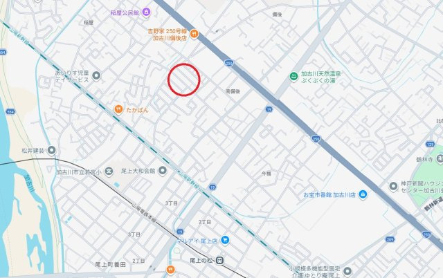 加古川市加古川町南備後　　　山陽電鉄「尾上の松駅」徒歩16分の地図