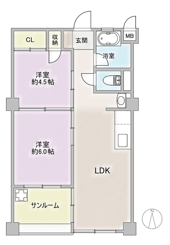 松風園ハウスA棟の間取り