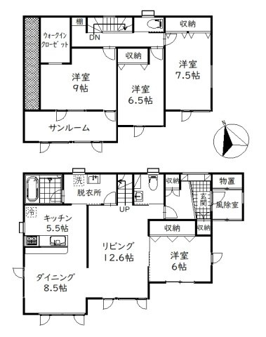 芦野5丁目　中古住宅　”美室です”の間取り