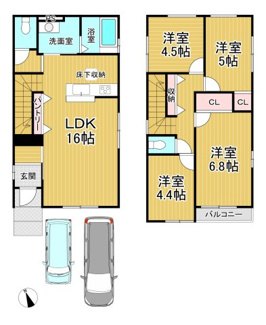 【間取り】 | 堺区石津町3丁3-20新築戸建 | 建物面積87.35㎡　4LDKの間取りです。