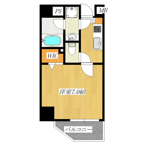 北区豊島１丁目の賃貸マンションの間取り|BT別々☆7.0帖の居室にオシャレな設備でございます。