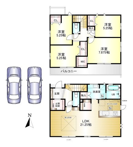 葛城市林堂２期の間取り|4LDK　土地面積：200.01㎡　建物面積：107.44㎡　駐車スペース2台