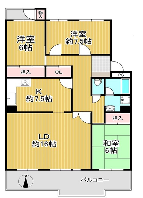 グリーンヒル光善寺住宅第五棟の間取り