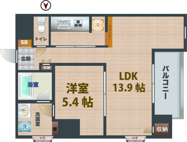 【間取り】 | ヴェルティーク新中野 | 1LDKのお部屋です。