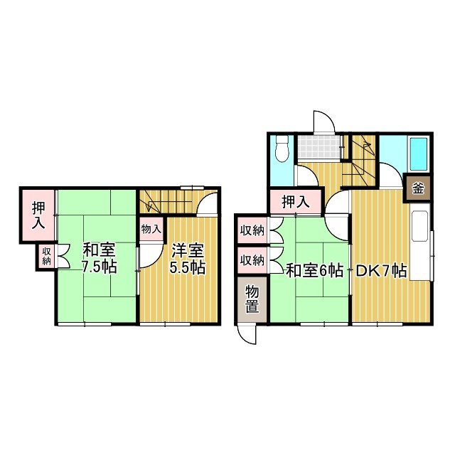 川原井貸家の間取り