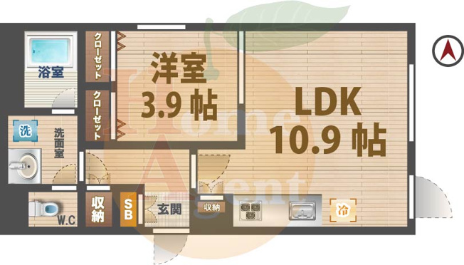 【間取り】 | PIENZA中野新橋 | 1LDKのお部屋です。