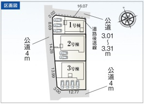 【区画図】 | 岐阜市下奈良平屋の新築建売1邸！お車並列4台可能！市橋小学校まで徒歩23分！南西角地！日当り良好！ | 岐阜市下奈良平屋の新築建売1邸！お車並列4台可能！市橋小学校まで徒歩23分！南西角地！日当り良好！
