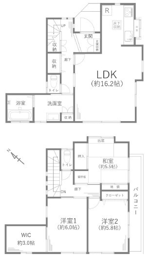 海老名市国分南4丁目　中古戸建の間取り