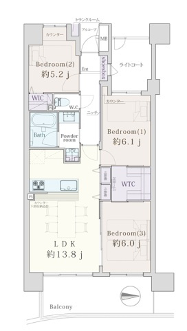 コスモシティ北千住の間取り|コスモシティ北千住：全居室に収納が付いた収納豊富な３ＬＤＫリノベーション物件にはアルコーブが付いております！令和８年１０月下旬完成予定となっております！