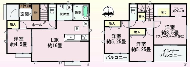 ハートフルタウン前橋市朝倉町3丁目11番　A号棟の間取り|全室南向きの4LDKで陽当たり良好な間取りです！
土地面積271.18㎡、建物面積96.87㎡で十分な広さです！