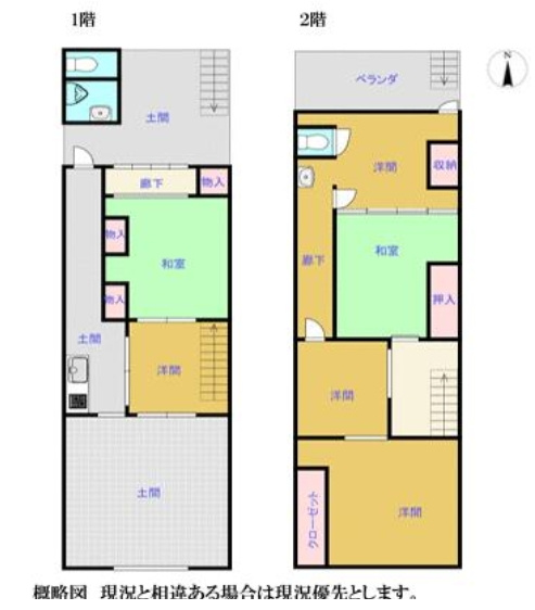 六条東入上若宮町　店舗の間取り
