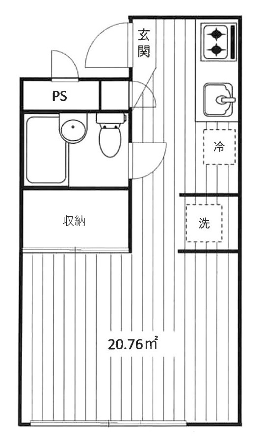 カーサ・ホンゴウの間取り|ワンルーム