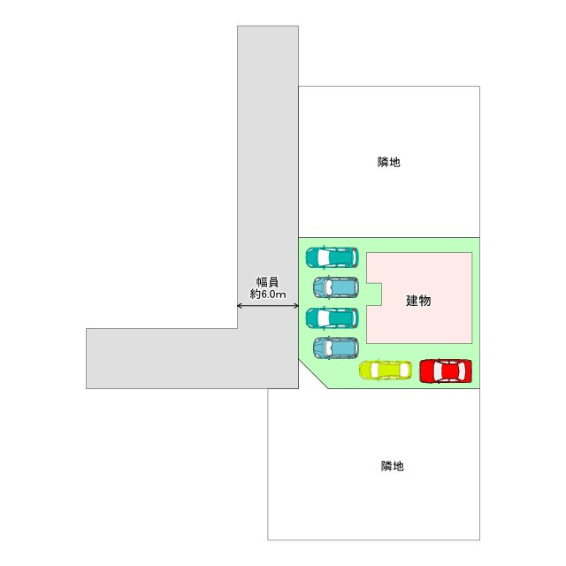 西村山郡河北町谷地字砂田41-4の区画図|西側接道は私道（位置指定道路）です。