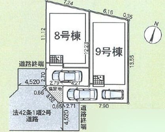 【区画図】 | 藤沢市城南2丁目  9号棟 第6 | 9号棟　旗竿地　西側約4.5ｍ公道　駐車2台（車種によります）　※協定地有　敷地面積32.7坪（路地状部分・協定地部分敷地含む）