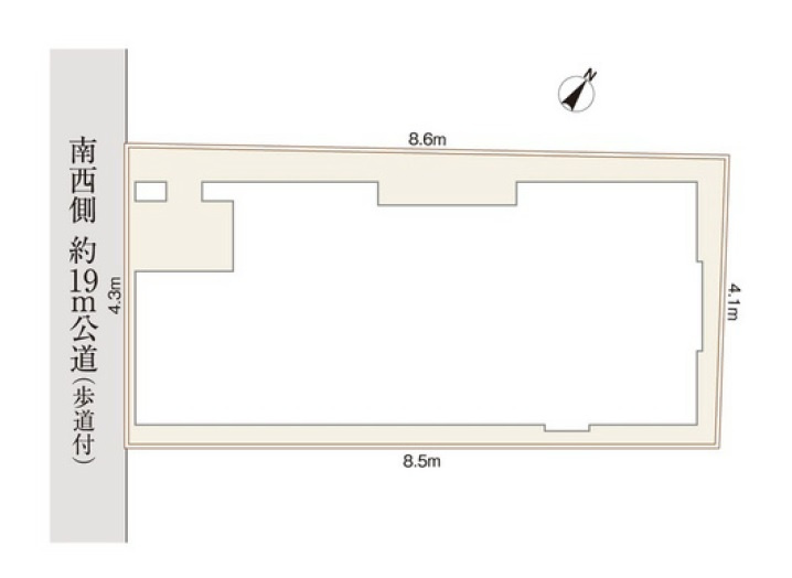 文京区千石2丁目の区画図|土地面積36.36㎡、建物面積72.88㎡ 、整形地
前面道路は広々とし開放感溢れる立地
歩道も整備され安心です