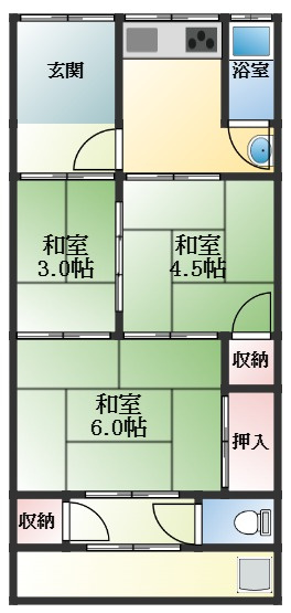 【間取り】 | 旭ケ丘3丁目貸家