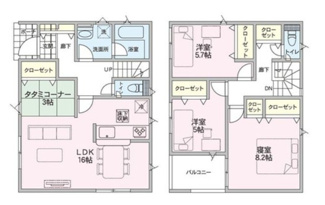 【間取り】 | 新潟市東区下木戸 第3 1号 | 3LDK＋畳コーナーの間取り、駐車スペース3台可です('ω')ノ