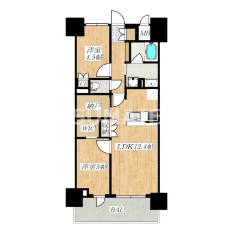 ＲＪＲプレシア東十条ガーデンの間取り|南西向きです