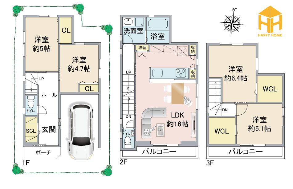 西宮市瓦林町新築一戸建て│南向き4LDK+駐車1台可の間取り|※現況と図面が異なる場合現況を優先いたします。